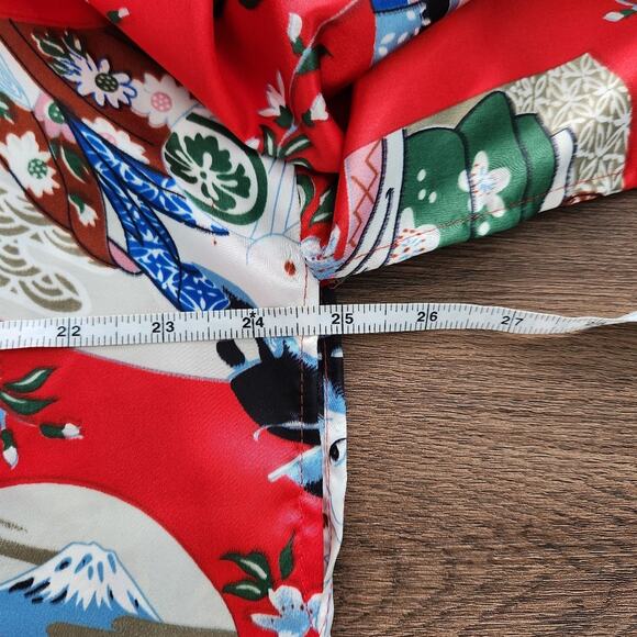 Lotus Japanese Floral Long Kimono Robe One Size Oriental Colorfull - Picture 7 of 7